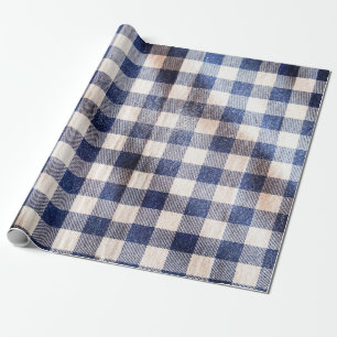 Kleiderstoff aus blauem Gingham, Stoffgewebe aus S Geschenkpapier