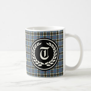 Kleidertartan-Monogramm Clan-Thompsons blaues Kaffeetasse