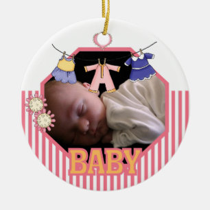 Kleidung auf einer Line Baby Girl Foto Ornament