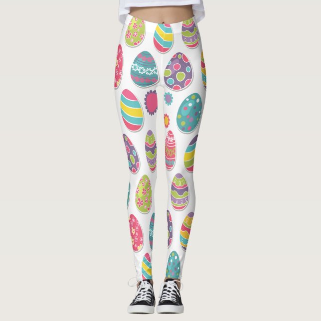 Kleidung der Osterei-Themed Leggings-| Ostern Leggings (Vorderseite)