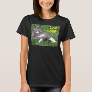 Kleidung Frauen Katze I Liebe Yoga T-Shirt
