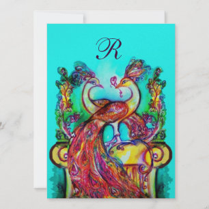 KLEIDUNGEN IN LIEBE MONOGRAM aquamarin-blaues Gold Einladung