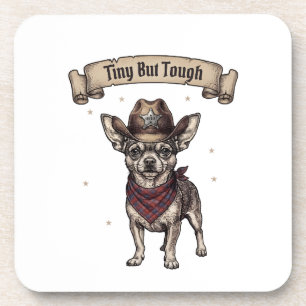 Klein, aber tough': Chihuahua rockt einen Cowboy Getränkeuntersetzer