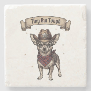 Klein, aber tough' Chihuahua rockt einen Cowboy Steinuntersetzer