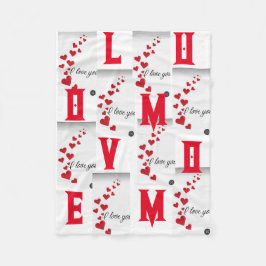 KLEIN HERZ MIT I Liebe U IN FLEECKEN Fleecedecke