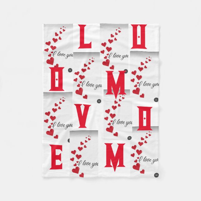 KLEIN HERZ MIT I Liebe U IN FLEECKEN Fleecedecke (Vorderseite)