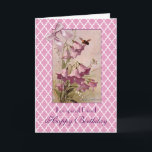 Klein Lila Bellflower Campanula Friend Geburtstag Karte<br><div class="desc">Herzlichen Glückwunsch zum Geburtstag für einen besonderen Freund. Inside verse Verse: "Ein Freund ist ein Geschenk,  das du dir selbst gibst." Lila Blüten oder Campanula-Blüten der Künstlerin Catharina Klein,  auch bekannt als "Bellblumen". Catharine,  1861-1929. Ein lila Satin-Bogen sorgt für eine elegante Touch. Der Hintergrund ist ein Quarrefoliendesign. Genießen Sie.</div>