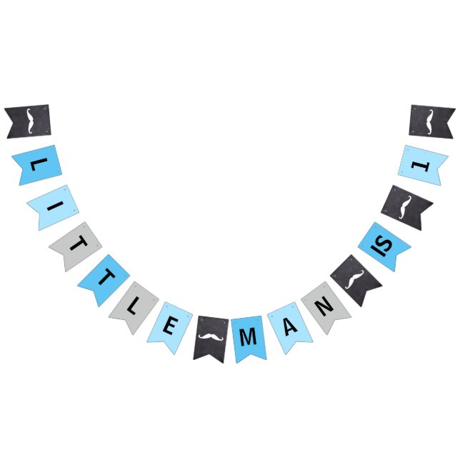 "KLEIN MAN IST 1" - ERSTER GEBURTSTAG - blau Wimpelkette (Alle)