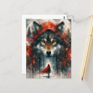 Klein Rot und Wolf Postkarte