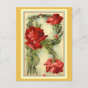 Klein Rote Rosen Alphabet Vintage Postkarte