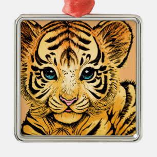 KLEIN TIGER ORNAMENT AUS METALL
