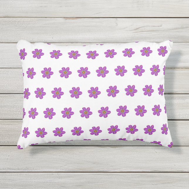 Klein: Violette Blumenmuster Kissen Für Draußen (Vorderseite)