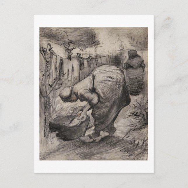 Kleinbauerinnen, Waschküche und Wäsche, Vincent va Postkarte (Vorderseite)