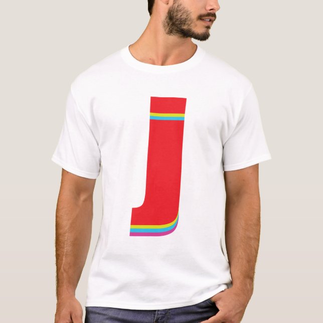Kleinbuchstabe J Monogram Offset Rainbow T-Shirt (Vorderseite)