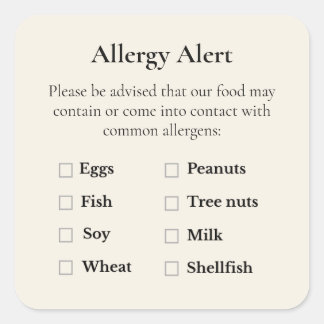 Kleincharge-Allergie-Warnschild Einfaches Etikett Quadratischer Aufkleber