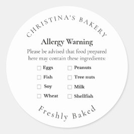 Kleincharge-Allergie-Warnschild Runder Aufkleber