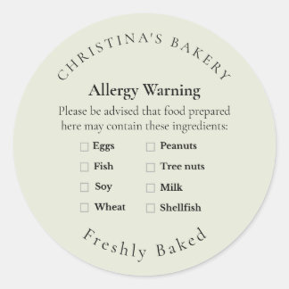 Kleincharge-Allergie-Warnschild Runder Aufkleber