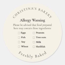 Kleincharge-Allergie-Warnschild Runder Aufkleber