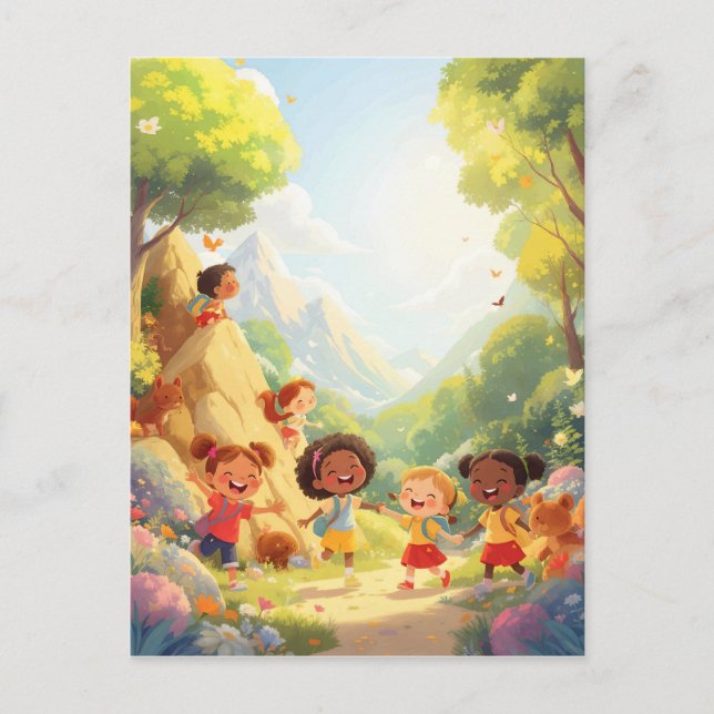 Kleine Abenteurer - Kinder wandern Postkarte (Vorderseite)
