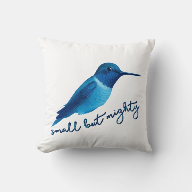 Kleine, aber mächtige Blaue Hummingvogel Kunst Kissen (Vorderseite)
