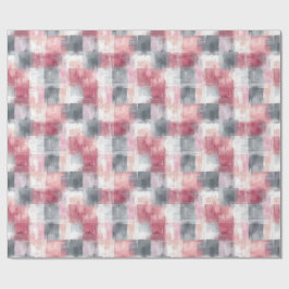 Kleine Abstrakte Gingham Pink und Grau Geschenkpapier