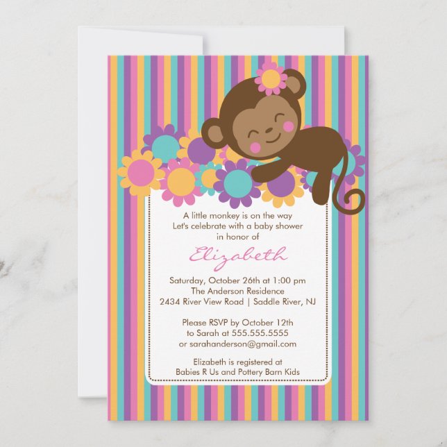 Kleine Affe-Babyparty-Einladung Einladung (Vorderseite)