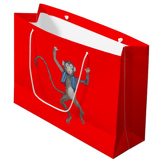 Kleine Affe-Geschenk-Tasche Große Geschenktüte (Vorderseite Schrägansicht)