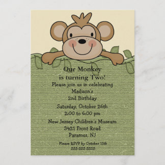 Kleine Affe-Kindergeburtstag-Einladung Einladung