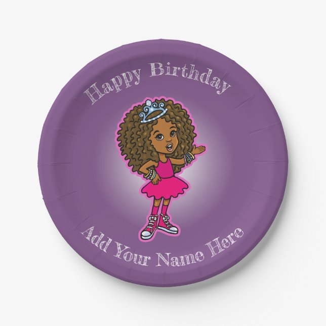 Kleine Afroamerikaner-Prinzessin Plate Pappteller (Vorderseite)