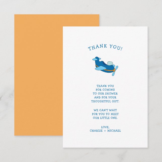 Kleine Airplane Babydusche danke (Vorne/Hinten)