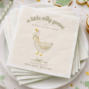 Kleine alberne Gans Hellgrüne Schleife Baby Shower Serviette