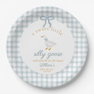 Kleine alberne Gans-Schmetterlings-Baby-Party Blau Pappteller