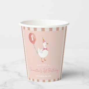 Kleine Alberne Gänse Pink Ballon Girl 1. Geburtsta Pappbecher