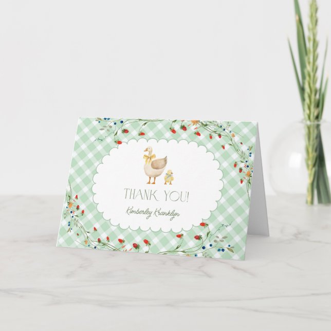 Kleine Alberne Gänsegeschlechtsneutrale Babydusche Dankeskarte (Vorderseite)