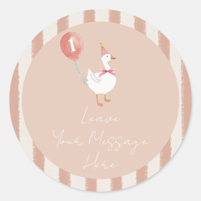Kleine Alberne Gänsepink-Ballon-Liebe Ihre Nachric Runder Aufkleber (Vorderseite)