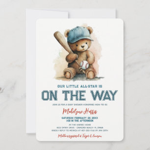Kleine All Star Baseball Teddybär Babyparty Einladung