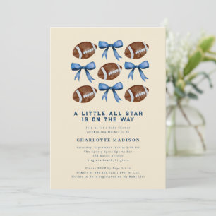 Kleine All Star Football and Bows Baby Dusche Einladung