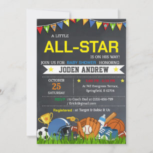 Kleine All-Star-Sport-Baby-Shower-Einladung Einladung