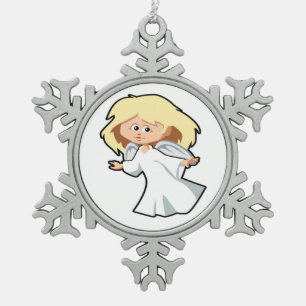 KLEINE ANGEL MÄDCHEN SCHNEEFLAKE PEWTER CHRISTMAS SCHNEEFLOCKEN Zinn-Ornament