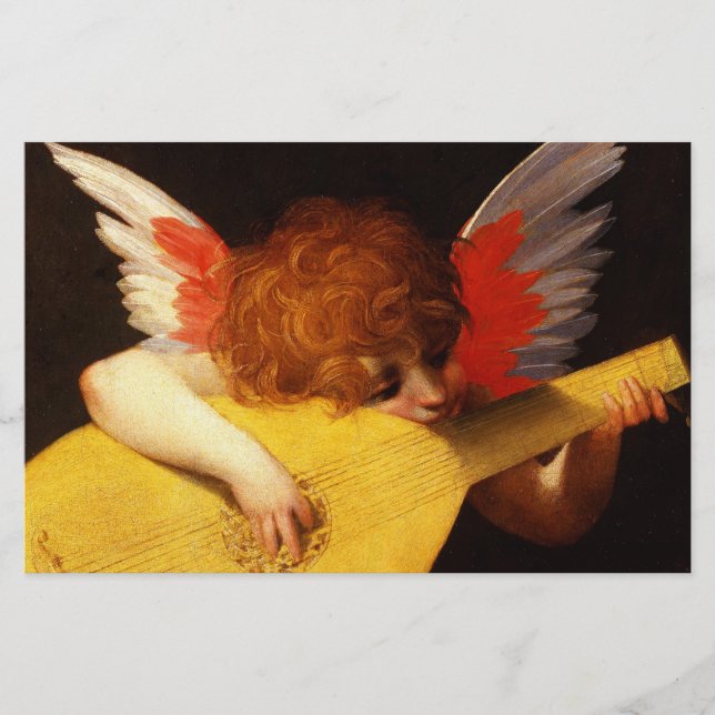 KLEINE ANGEL SPIELEN LUTE Music Making Cherub Briefpapier (Vorderseite)