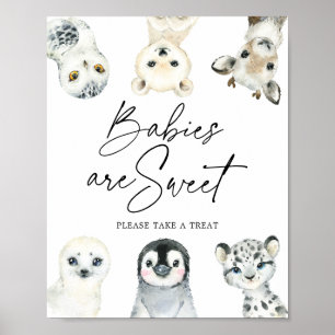 Kleine arktische Babydusche ist süßes Zeichen Poster