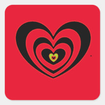 Kleine Aufkleber mit rotem schwarzem Herzen