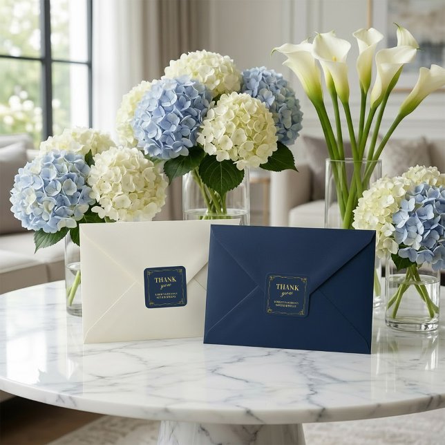 Kleine Aufkleber Navy Gold 80. Geburtstag Danke (SEE FULL SUITE AT BOTTOM)