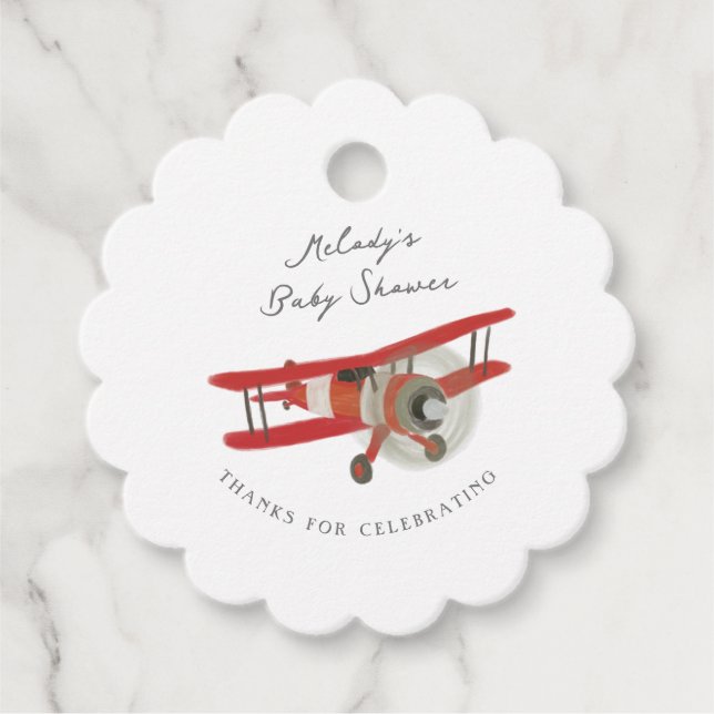 Kleine Aviator-Babydusche Geschenkanhänger (Vorderseite)