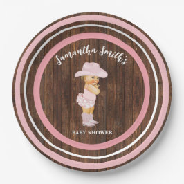 Kleine Baby Cowgirl Western Pink Baby Dusche Pappteller