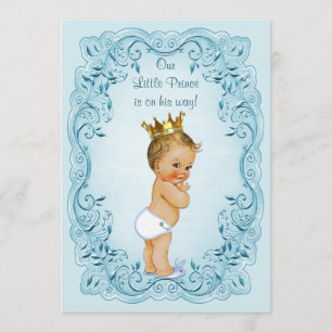 Kleine Baby-Dusche Prinz-Blue Leaves Einladung