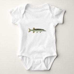 Kleine Baby muskie vektorkunst-Fischfarm Strampler