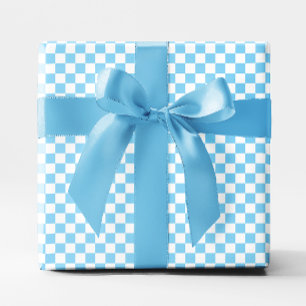 Kleine Babyblau und Weiß Kariert Geschenkpapier