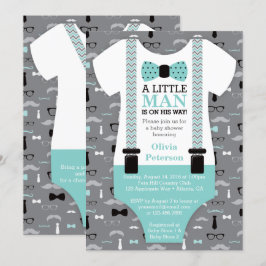 Kleine Babydusche, Aquamarin, schwarz Einladung