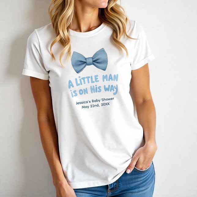Kleine Babydusche Blue Bow Krawatte T-Shirt (Little Man Baby Shower Tee)